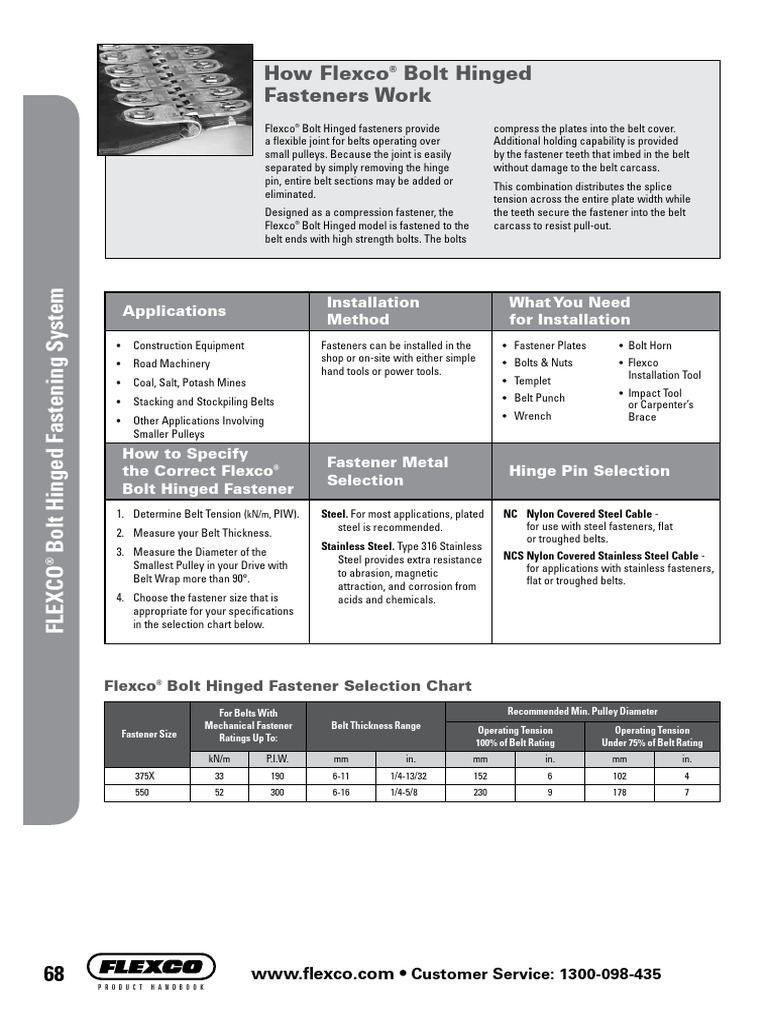 Flexco Product Catalogue 2019 68 79 Pdf Screw Belt Mechanical