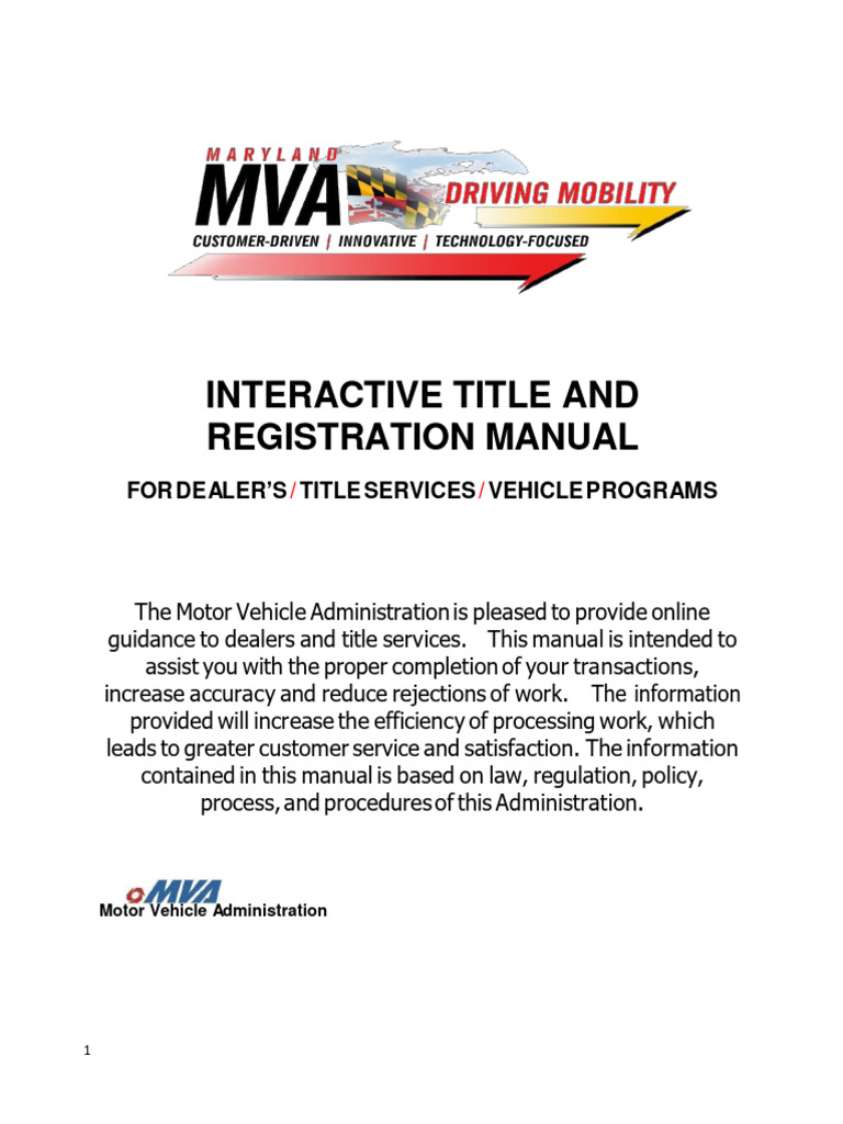 Interactive Title and Registration Manual PDF Fee Lease