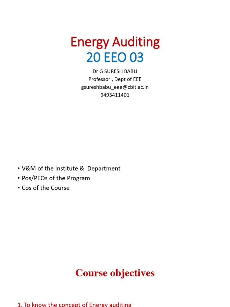 Energy Auditing Course Overview | PDF | Air Conditioning | Efficient ...