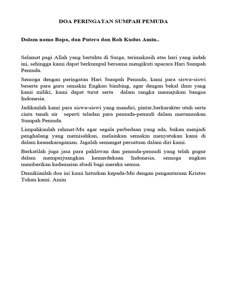 Doa Peringatan Sumpah Pemuda 2025