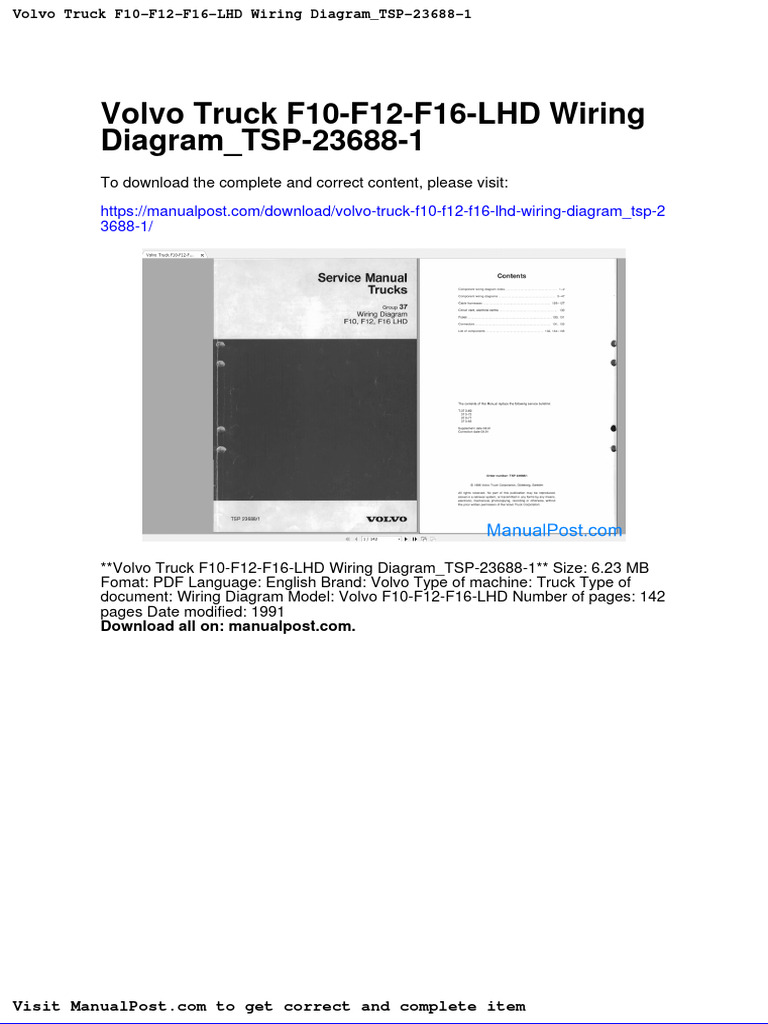 Volvo Truck f10 f12 f16 LHD Wiring Diagram TSP 23688 1 PDF