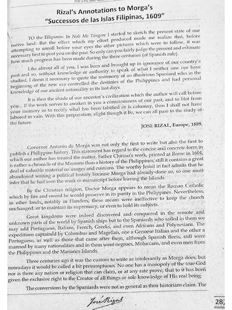 Rizal's Annotations To Morga's Successos de Las Islas Filipinas | PDF