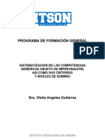 Sistematización de Competencias y Niveles de Dominio ITSON-PFG