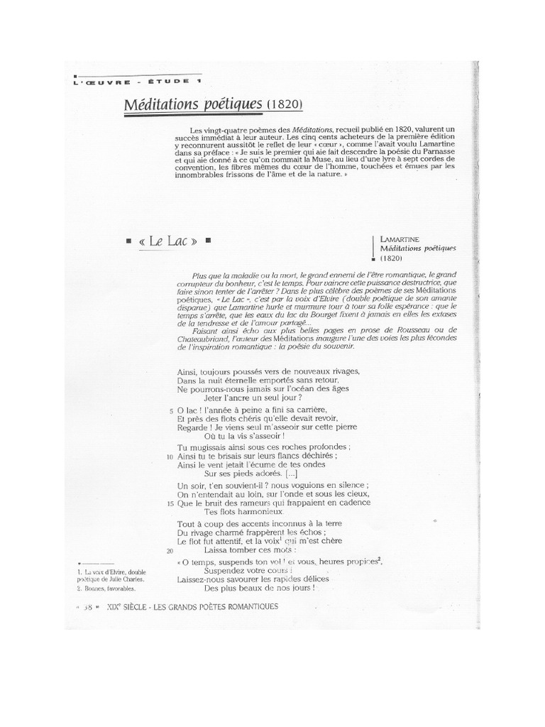 Lamartine Le Lac PDF
