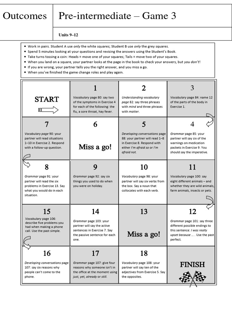 Pre-Intermediate Game3 | PDF | Human Communication | Languages
