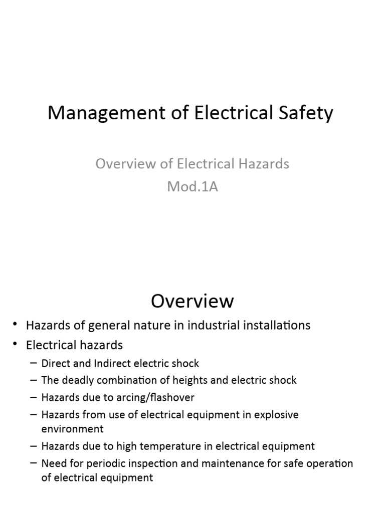 1 Management of Electrical Safety PDF Electric Arc Electric
