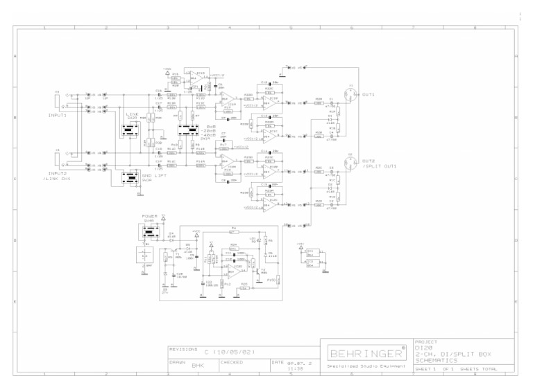 Behringer Ultra DI20 Direct Box Schematic PDF