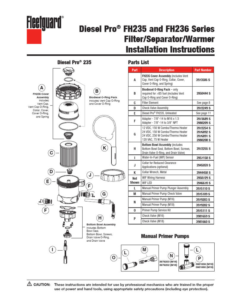 fh235 Installation | PDF | Diesel Engine | Pump