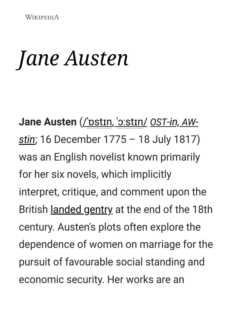 Image Result For Jane Austen Wikipedia La Enciclopedia Libre