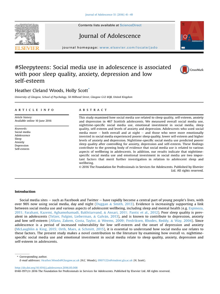 Social Media's Impact on Teen Sleep & Mental Health | PDF | Social ...