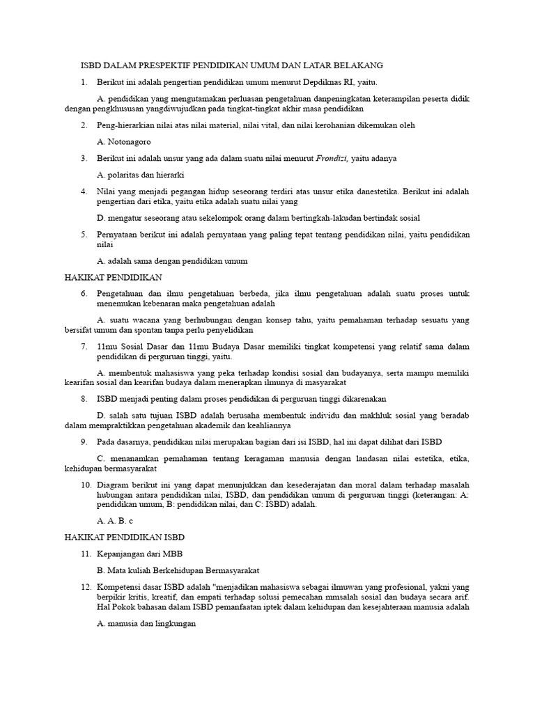 ISBD dalam Pendidikan Umum dan Nilai | PDF