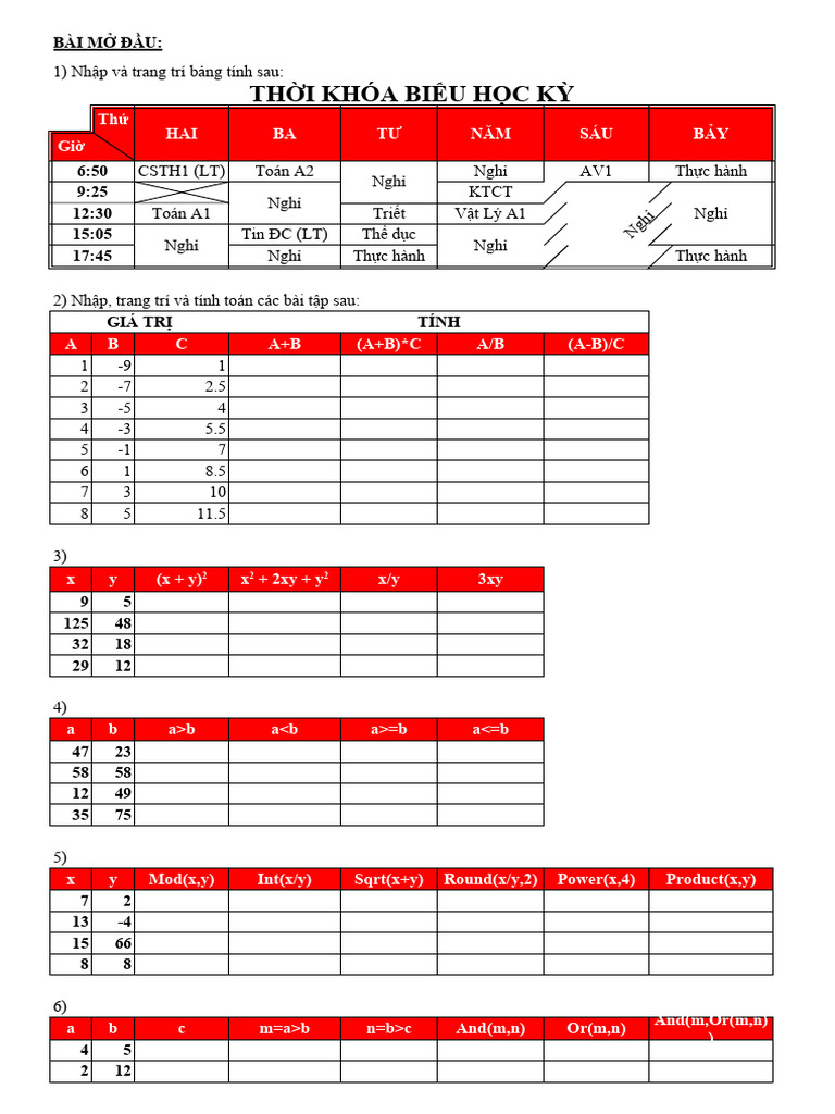 Bai Tap Thuc Hanh Excel Co Ban 9Nj5W742w6mRKd2pN Original | PDF
