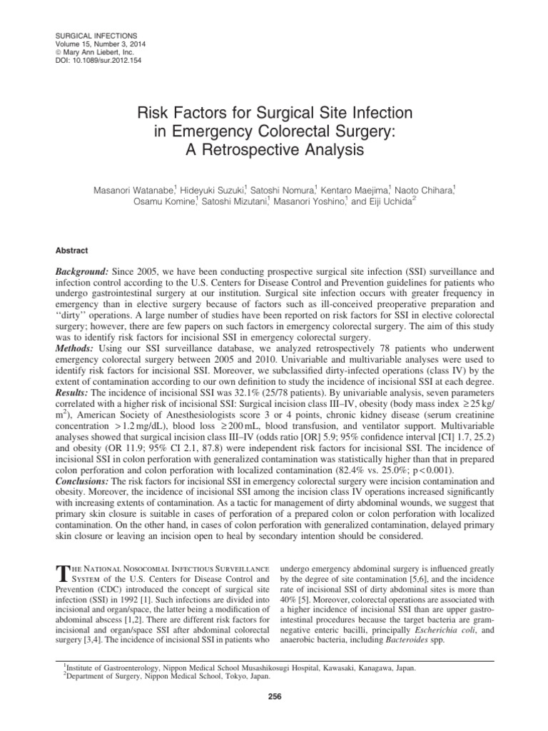 Risk Factors for SSI in Emergency Colorectal Surgery | PDF | Surgery ...