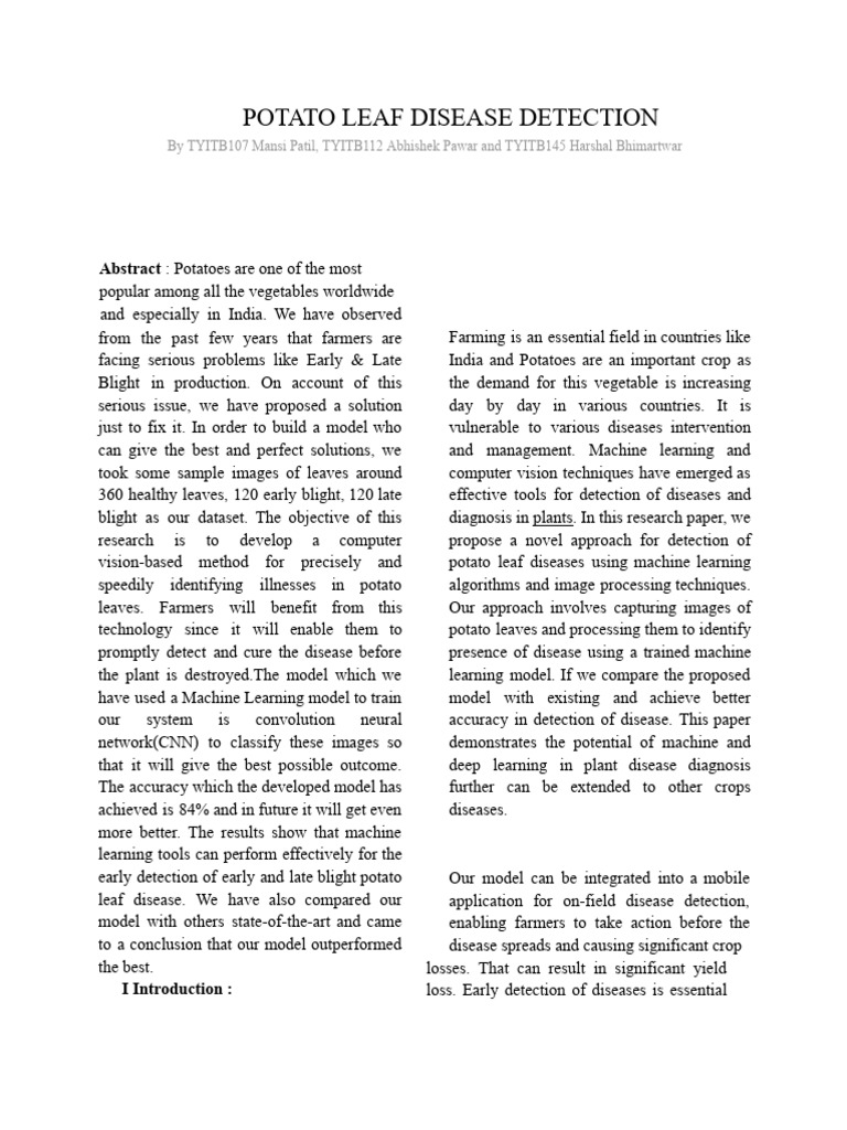 Potato Leaf Disease Detection.test1 PDF Deep Learning Machine