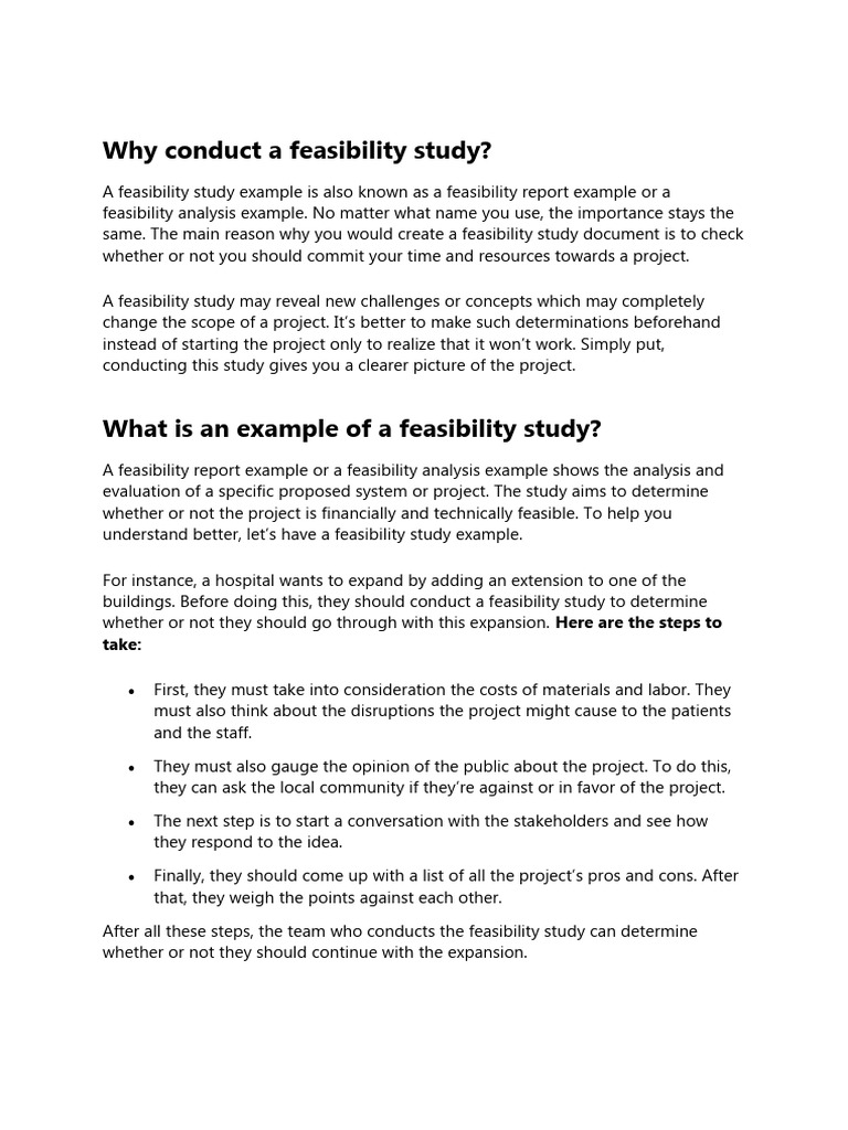 Feasibility studies how to write pdf feasibility study evaluation