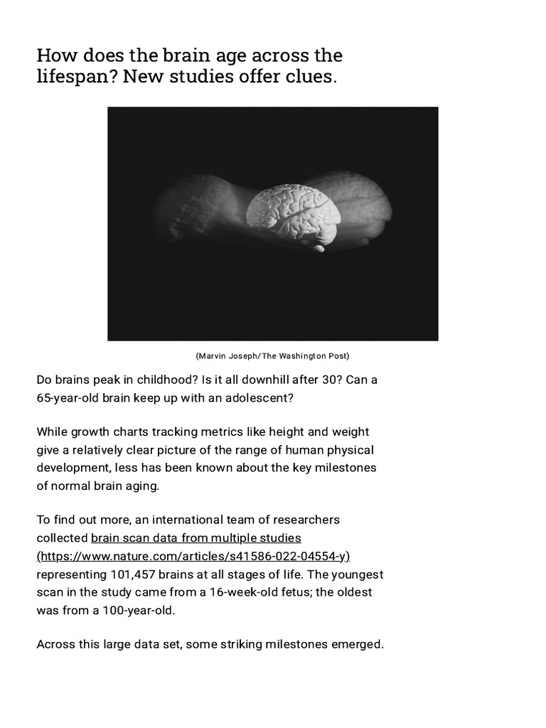 How Does The Brain Age Across The Lifespan - A New Study Offers C | PDF