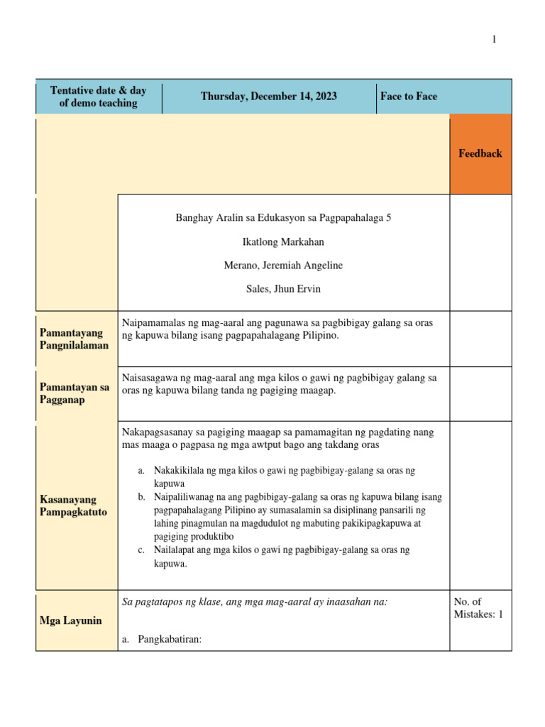 Merano-Sales Task 7 2nd Revised Lesson-Plan | PDF