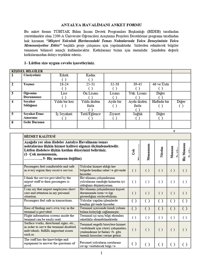 Anket Formu Ornegi Word Ennn Son Hali | PDF