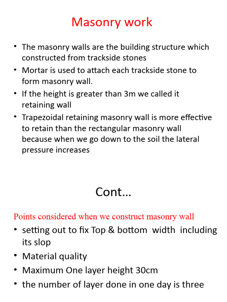 P6 Masonry Work Pdf Masonry Brick