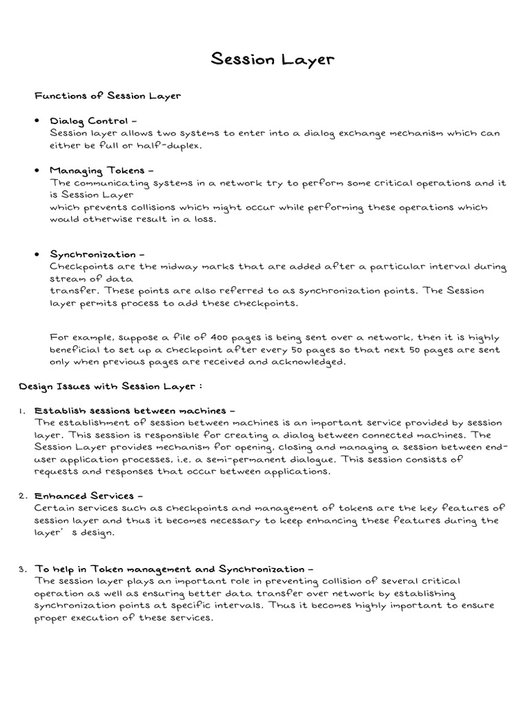 Session Layer | PDF | Computer Network | Computer Programming