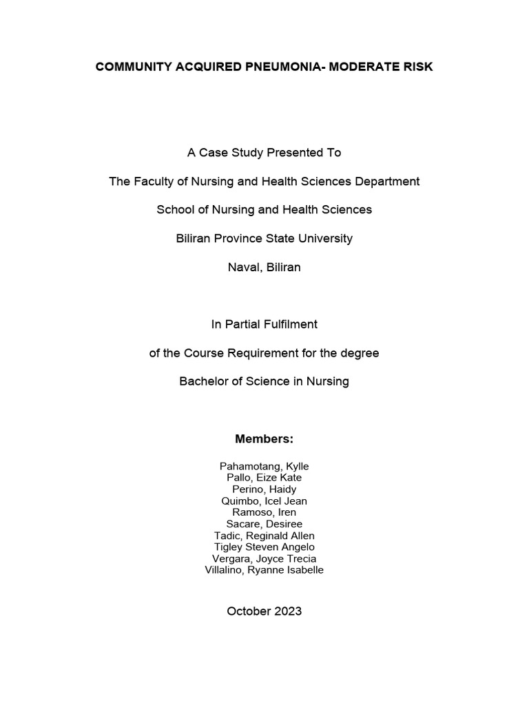 Community Acquired Pneumonia | PDF | Nursing | Clinical Medicine