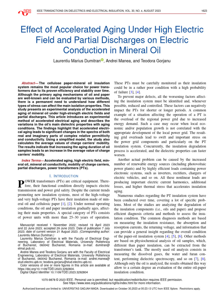 Effect of Accelerated Aging Under High Electric Field and Partial