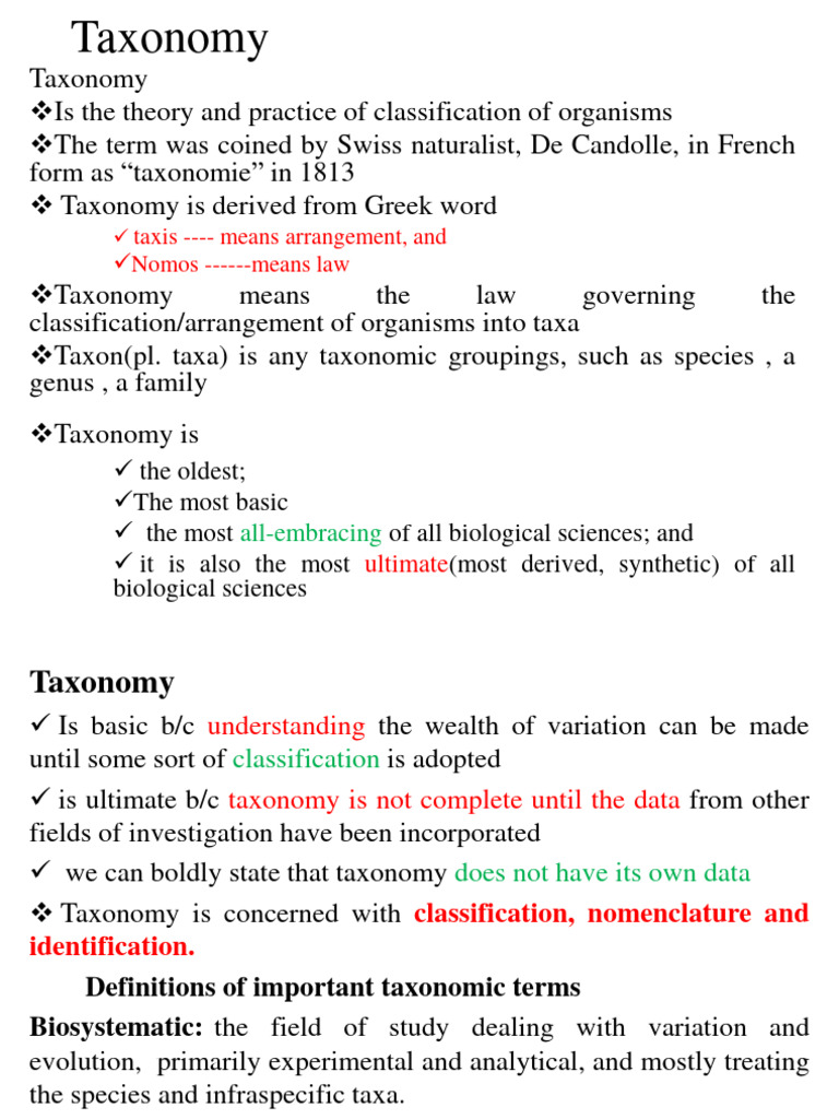 Principles Of Taxonomy Ppt 2024 Pdf Taxonomy Biology Taxon