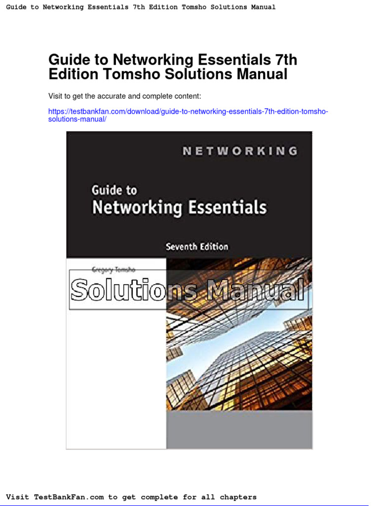 Guide To Networking Essentials 7th Edition Tomsho Solutions Manual