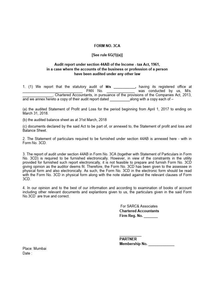 Form 3CD Income Tax Statement Guide | PDF | Business | Technology ...