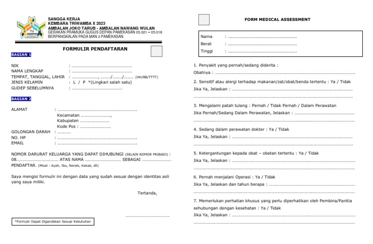 F4 - Form Pendaftaran Kembara Triwamba X 2023 | PDF