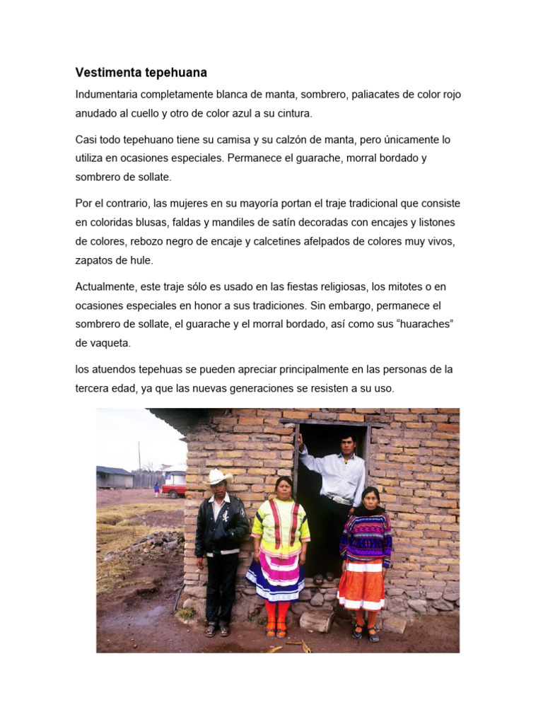 Vestimenta Tradicional Tepehuana | PDF
