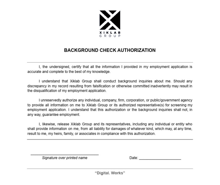 Background Check Authorization Form | PDF