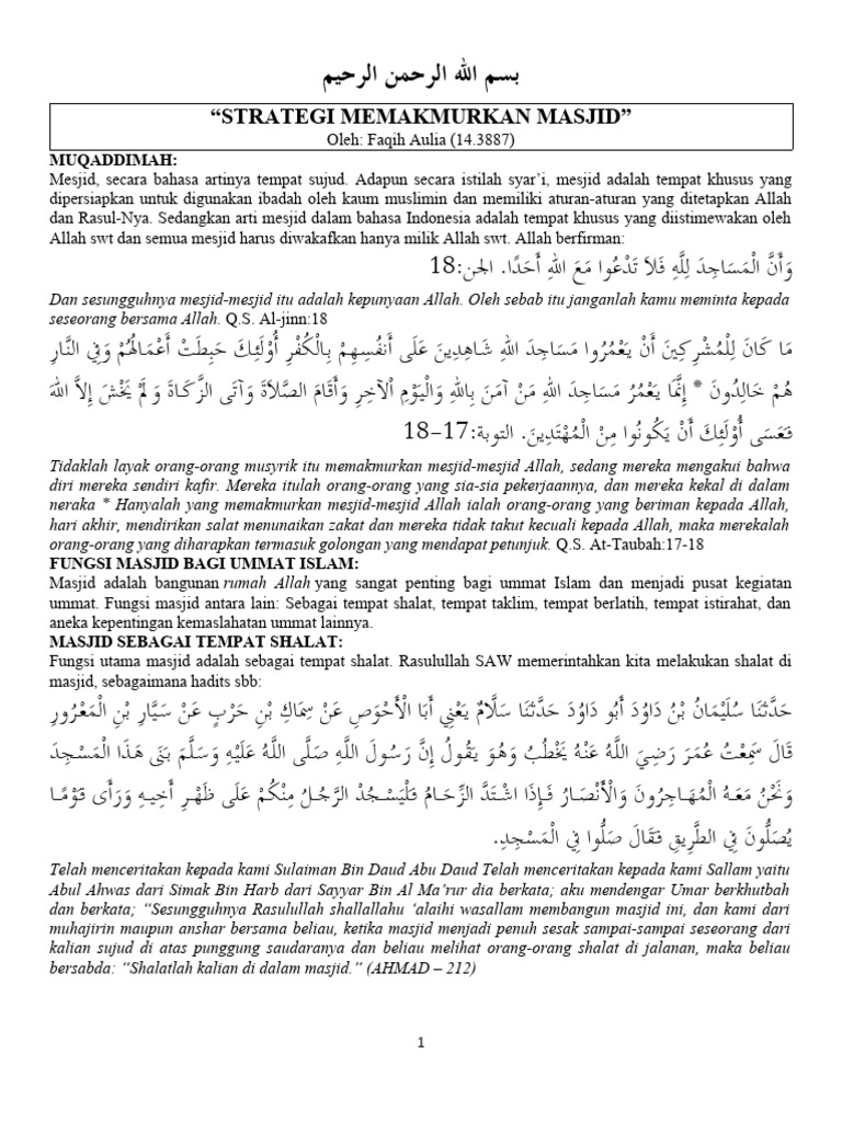 Strategi Memakmurkan Masjid Pdf