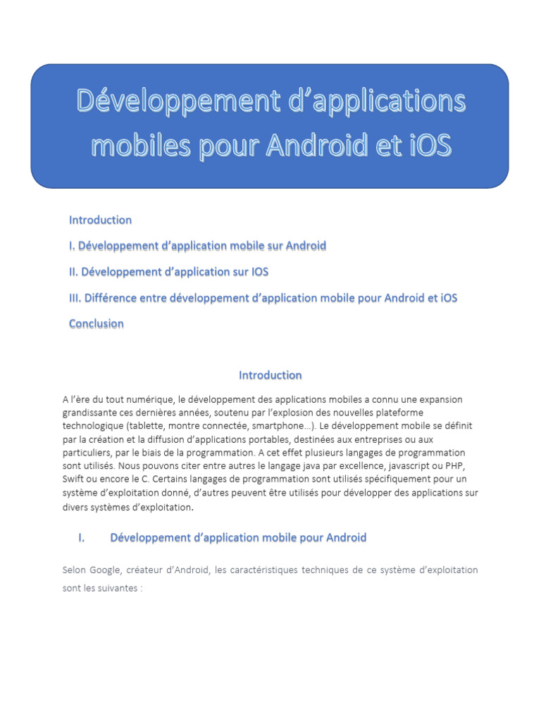 Développement d'applications mobiles iOS/Android | PDF | iOS | Android ...