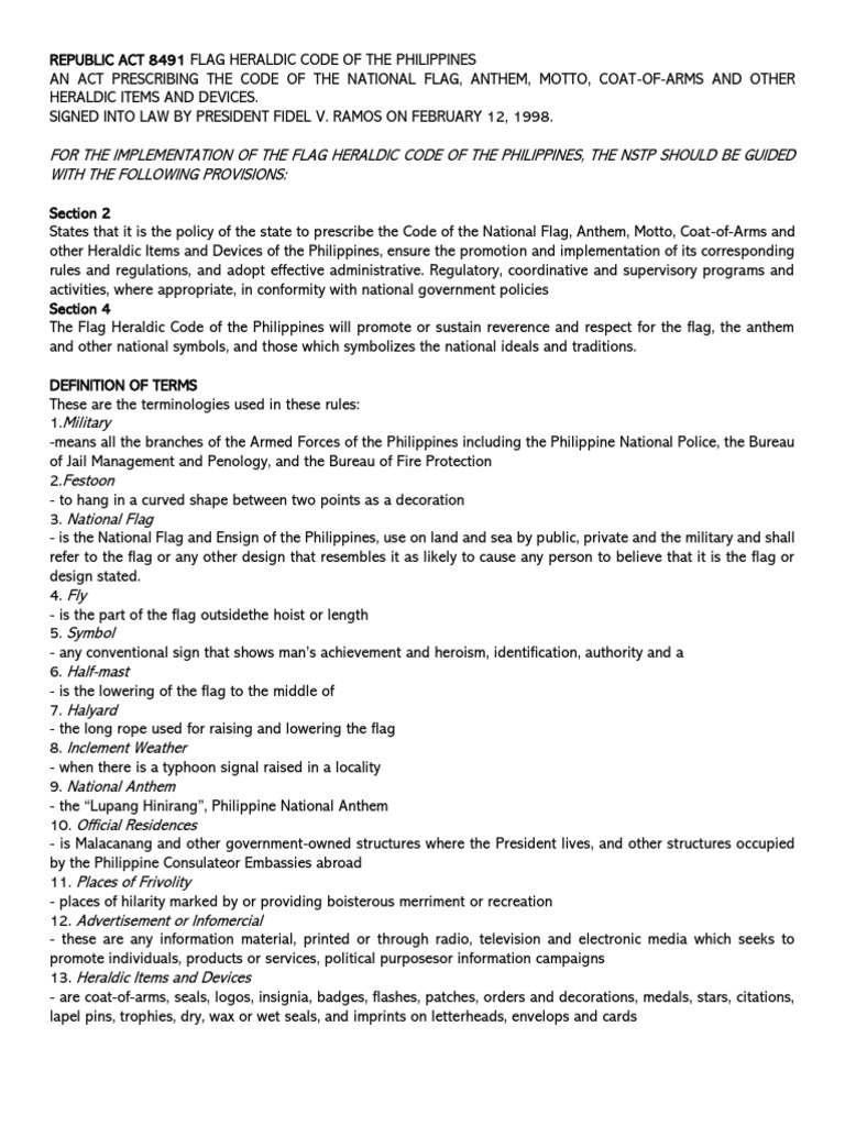 Flag Heraldic Code Of The Philippines Section 34