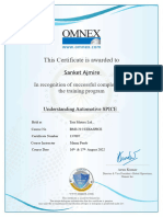 Certificate For Training On Automotive-SPICE