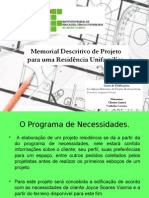 Memorial Descritivo de Projeto para uma Residência Unifamilia 2r