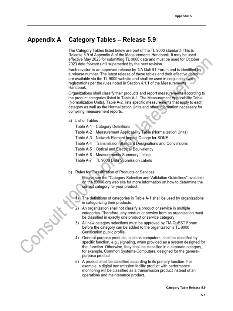 Category Tables R5.9 - Measurements | PDF | Router (Computing ...