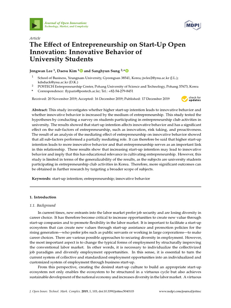 Entrepreneurship's Impact on Student Innovation | PDF ...