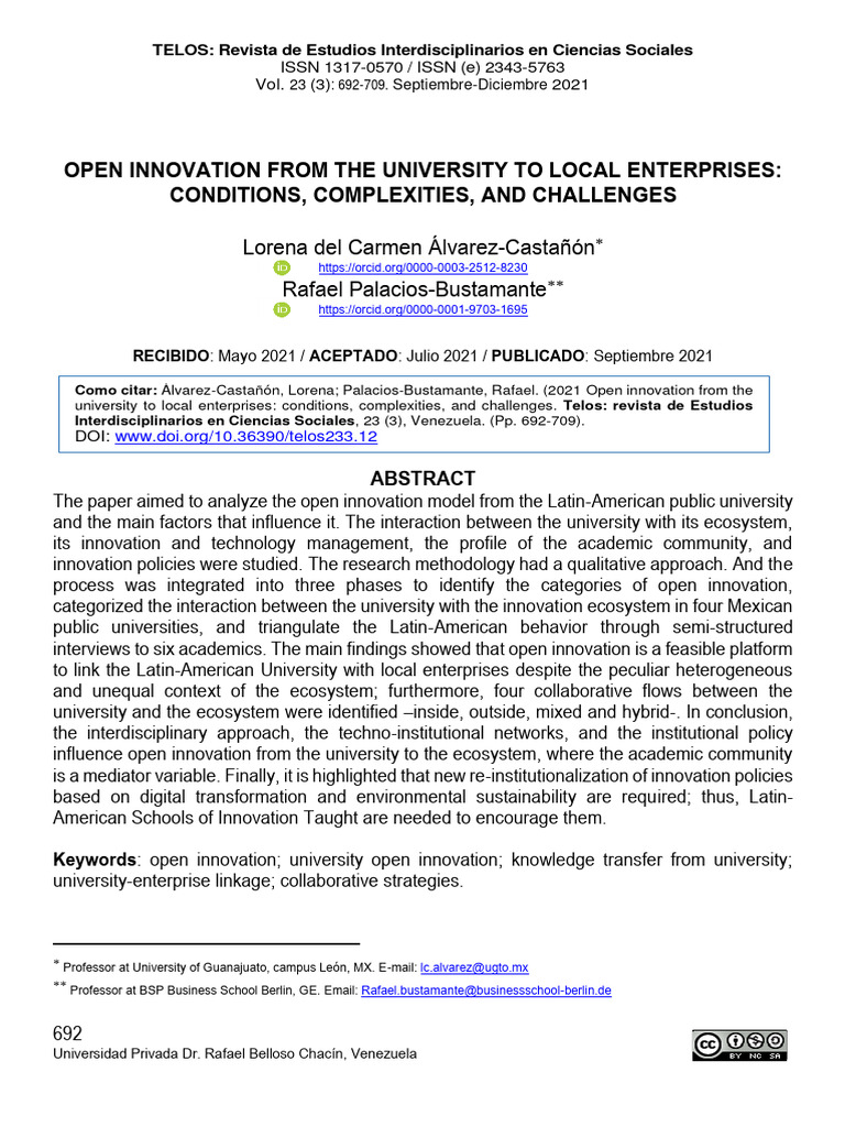 Open Innovation in Latin American Universities | PDF | Innovation ...