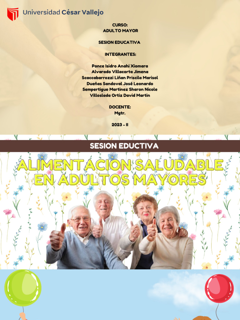 Alimentación Saludable en Adultos Mayores | PDF | Alimentos | Dieta