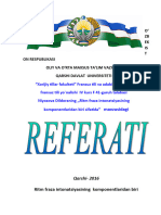 О‘ ZB EK IS T On Respublikasi Oliy Va О‘Rta Maxsus Ta'Lim Vazirligi Qarshi Davlat Universiteti