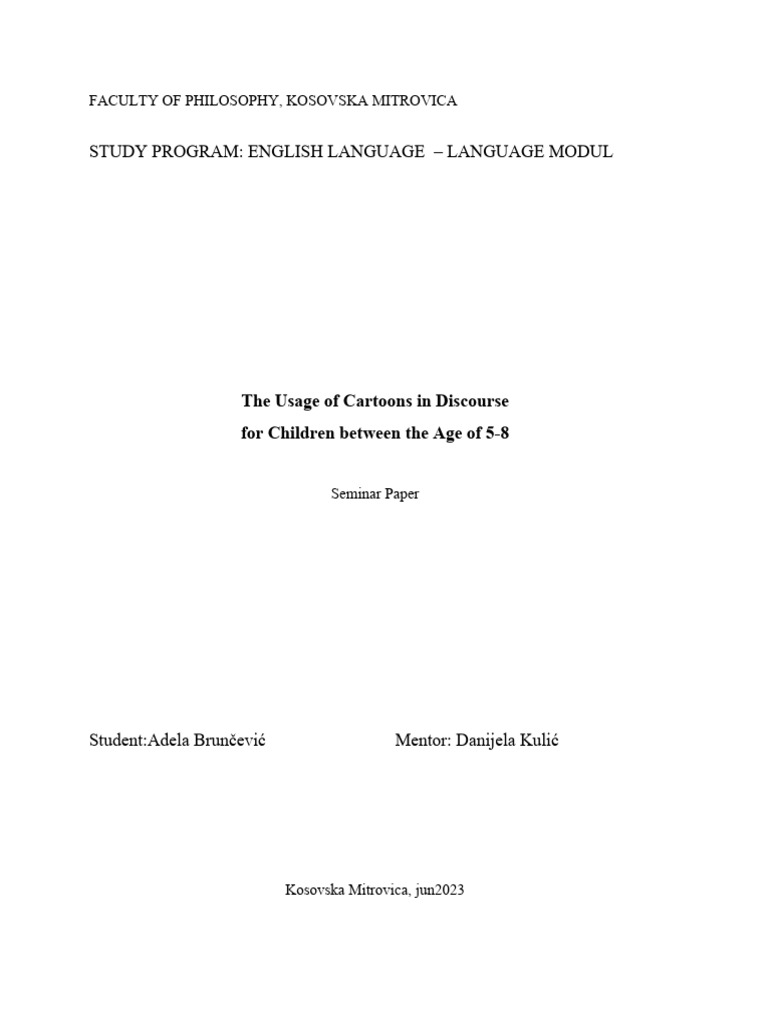Cartoons in English Language Learning | PDF | Foreign Language | Animation