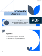 Structure of Scientific Literature: Agenda