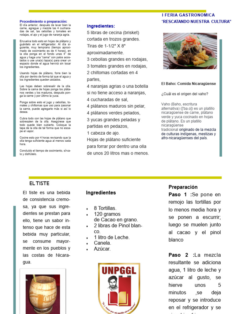 Receta de Baho y Tiste Nicaragüense | PDF | Bebida | Cocina latinoamericana