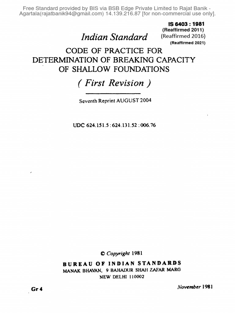 Is 6403 | PDF | Civil Engineering | Earth Sciences