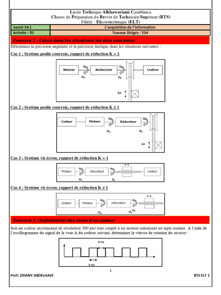 Précision et Codeurs en Electrotechnique | PDF | Courroie | Biens ...