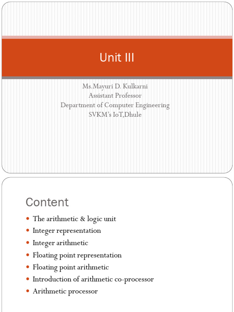 Computer Arithmetic: ALU & Number Representation | PDF | Central ...