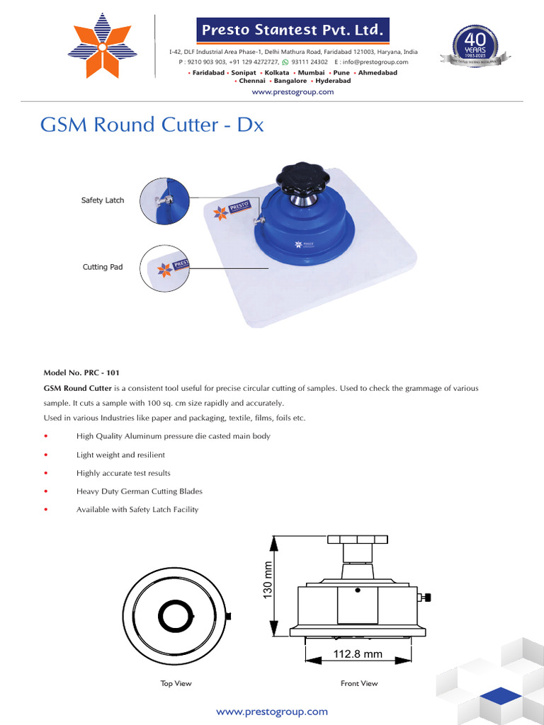 GSM Round Cutter Specifications | PDF | Manufactured Goods