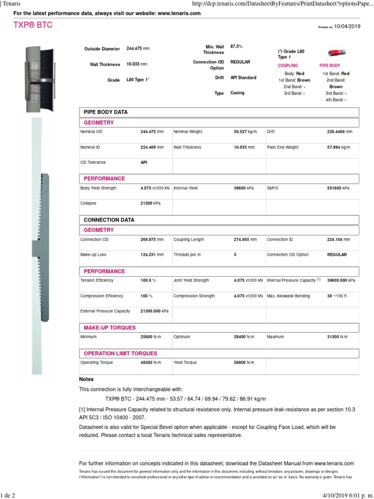 TXP® BTC: Geometry | PDF | Pipe (Fluid Conveyance) | Mechanical Engineering